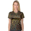 Flames Pattern Texture Gold V-Neck Sport Mesh Tee View1