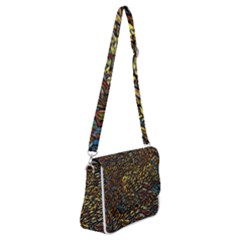 Flames Pattern Texture Gold Shoulder Bag With Back Zipper