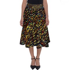 Flames Pattern Texture Gold Perfect Length Midi Skirt by Pakrebo