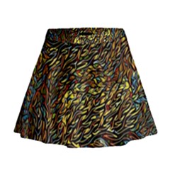 Flames Pattern Texture Gold Mini Flare Skirt by Pakrebo