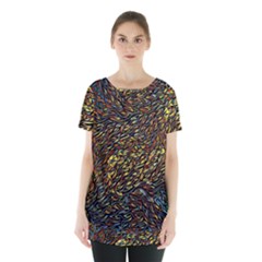 Flames Pattern Texture Gold Skirt Hem Sports Top by Pakrebo