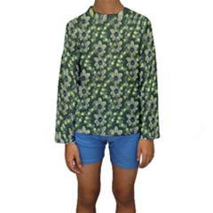 Abstract Pattern Flower Leaf Kids  Long Sleeve Swimwear by Pakrebo