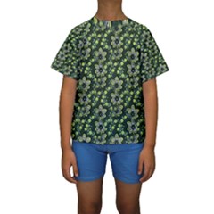 Abstract Pattern Flower Leaf Kids  Short Sleeve Swimwear by Pakrebo