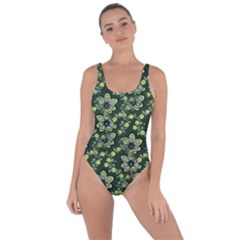 Abstract Pattern Flower Leaf Bring Sexy Back Swimsuit by Pakrebo