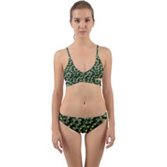 Abstract Pattern Flower Leaf Wrap Around Bikini Set by Pakrebo