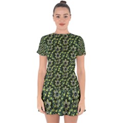 Abstract Pattern Flower Leaf Drop Hem Mini Chiffon Dress by Pakrebo