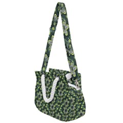 Abstract Pattern Flower Leaf Rope Handles Shoulder Strap Bag