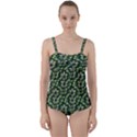 Abstract Pattern Flower Leaf Twist Front Tankini Set View1