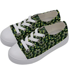 Abstract Pattern Flower Leaf Kids  Low Top Canvas Sneakers by Pakrebo