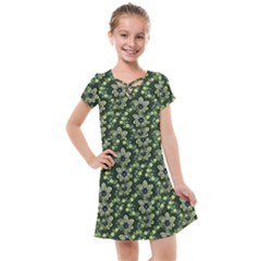 Abstract Pattern Flower Leaf Kids  Cross Web Dress by Pakrebo