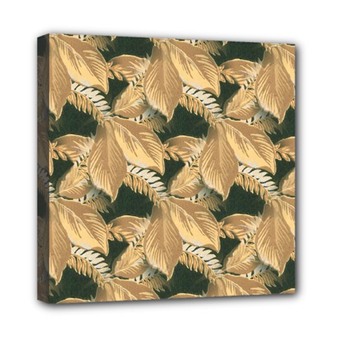 Scrapbook Leaves Decorative Mini Canvas 8  X 8  (stretched) by Pakrebo