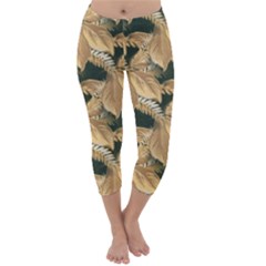 Scrapbook Leaves Decorative Capri Winter Leggings  by Pakrebo