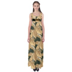 Scrapbook Leaves Decorative Empire Waist Maxi Dress by Pakrebo