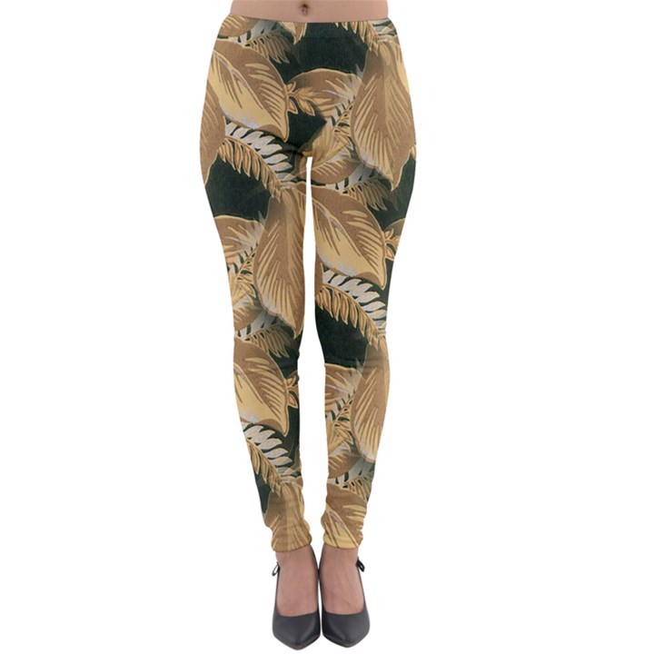 Scrapbook Leaves Decorative Lightweight Velour Leggings