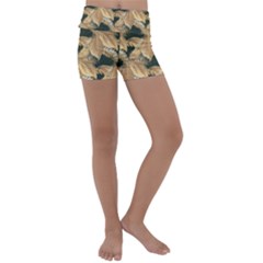 Scrapbook Leaves Decorative Kids  Lightweight Velour Yoga Shorts by Pakrebo