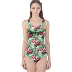 Floral Pattern Ornate Decorative One Piece Swimsuit by Pakrebo