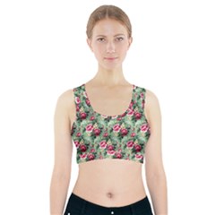 Floral Pattern Ornate Decorative Sports Bra With Pocket by Pakrebo