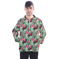 Floral Pattern Ornate Decorative Men s Half Zip Pullover