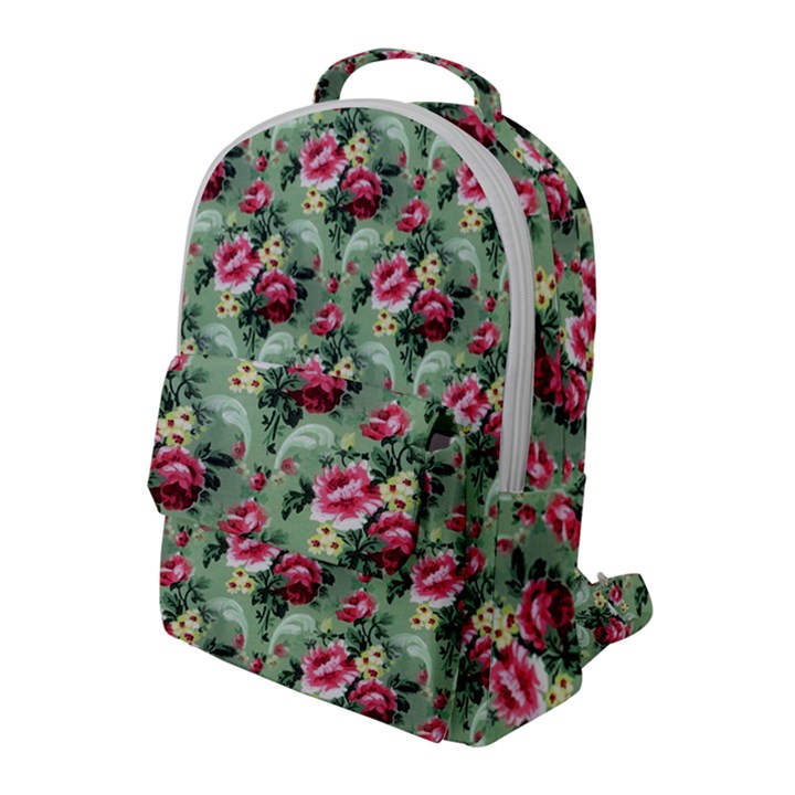 Floral Pattern Ornate Decorative Flap Pocket Backpack (Large)