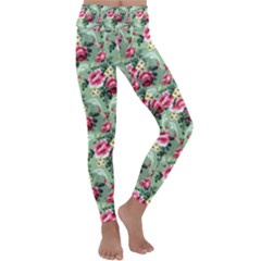 Floral Pattern Ornate Decorative Kids  Lightweight Velour Classic Yoga Leggings by Pakrebo