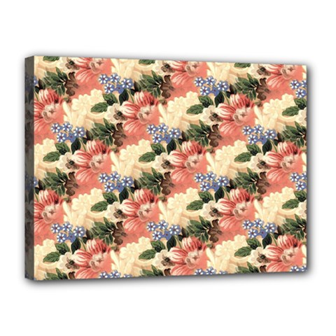 Flower Floral Decoration Pattern Canvas 16  X 12  (stretched) by Pakrebo