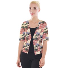 Flower Floral Decoration Pattern Cropped Button Cardigan by Pakrebo