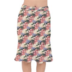 Flower Floral Decoration Pattern Short Mermaid Skirt by Pakrebo