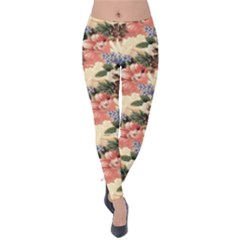 Flower Floral Decoration Pattern Velvet Leggings by Pakrebo