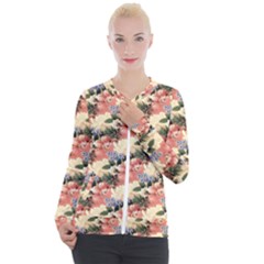 Flower Floral Decoration Pattern Casual Zip Up Jacket