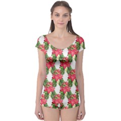 Floral Seamless Decorative Spring Boyleg Leotard  by Pakrebo