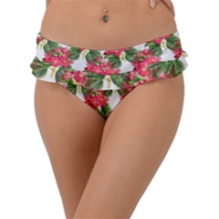 Floral Seamless Decorative Spring Frill Bikini Bottom by Pakrebo