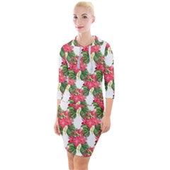 Floral Seamless Decorative Spring Quarter Sleeve Hood Bodycon Dress by Pakrebo