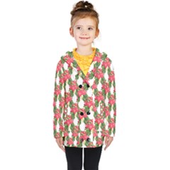 Floral Seamless Decorative Spring Kids  Double Breasted Button Coat