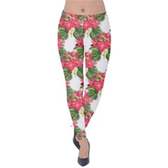 Floral Seamless Decorative Spring Velvet Leggings by Pakrebo