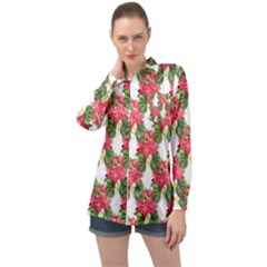 Floral Seamless Decorative Spring Long Sleeve Satin Shirt