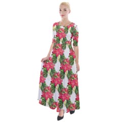 Floral Seamless Decorative Spring Half Sleeves Maxi Dress by Pakrebo