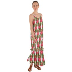 Floral Seamless Decorative Spring Cami Maxi Ruffle Chiffon Dress