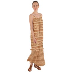 Background Non Seamless Pattern Brown Cami Maxi Ruffle Chiffon Dress