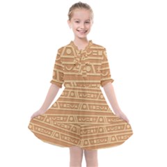 Background Non Seamless Pattern Brown Kids  All Frills Chiffon Dress