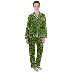 Pattern Nature Texture Heather Satin Long Sleeve Pyjamas Set