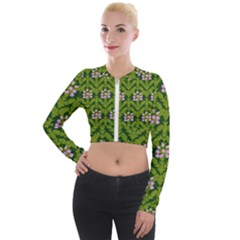 Pattern Nature Texture Heather Long Sleeve Cropped Velvet Jacket