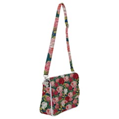 Roses Repeat Floral Bouquet Shoulder Bag With Back Zipper