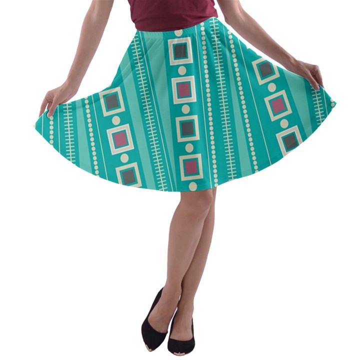 Non Seamless Pattern Background Blue A-line Skater Skirt