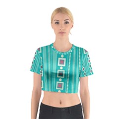 Non Seamless Pattern Background Blue Cotton Crop Top by Pakrebo