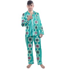 Non Seamless Pattern Background Blue Men s Satin Pajamas Long Pants Set