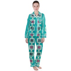 Non Seamless Pattern Background Blue Satin Long Sleeve Pyjamas Set