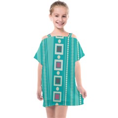 Non Seamless Pattern Background Blue Kids  One Piece Chiffon Dress