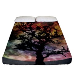 Full Moon Silhouette Tree Night Fitted Sheet (king Size) by Pakrebo