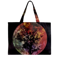 Full Moon Silhouette Tree Night Zipper Mini Tote Bag by Pakrebo