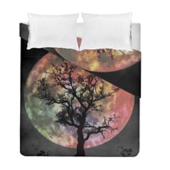 Full Moon Silhouette Tree Night Duvet Cover Double Side (full/ Double Size)